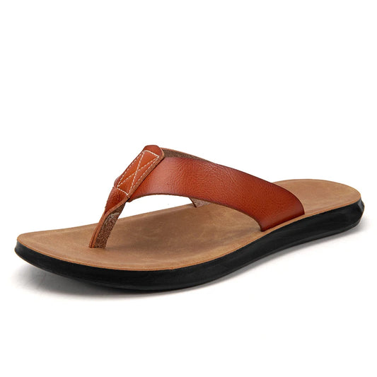 Summer Men Flip Flops Slippers Leather Light Comfortable Beach Flats Indoor Sliper Outdoor Men's Flip Flop Chanclas Hombre Piel