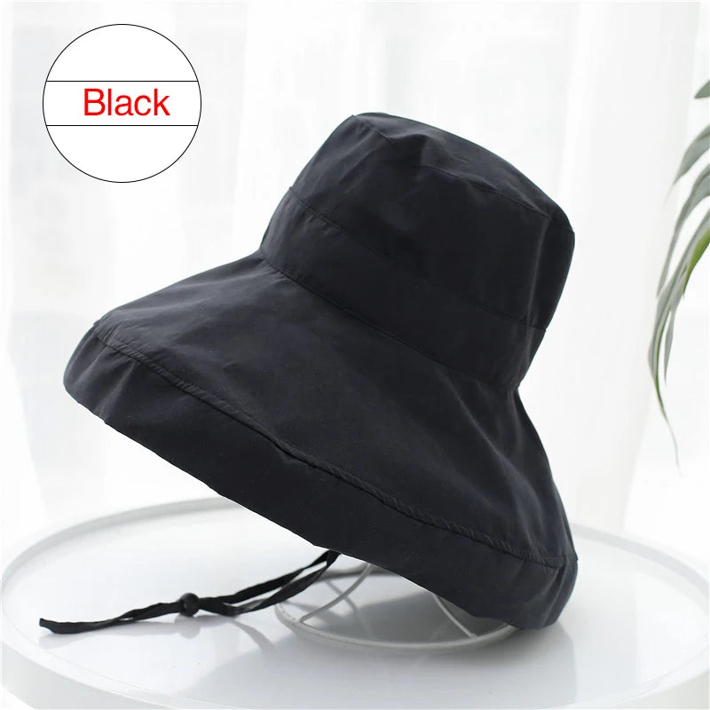 K22 Bucket Hat Fashion All-match Women's Panama Summer Hat Big Brim Sun Hat Double-Sided Fisherman Hat Sun Protection Sun Visor