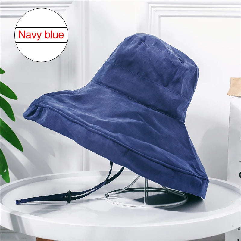K22 Bucket Hat Fashion All-match Women's Panama Summer Hat Big Brim Sun Hat Double-Sided Fisherman Hat Sun Protection Sun Visor