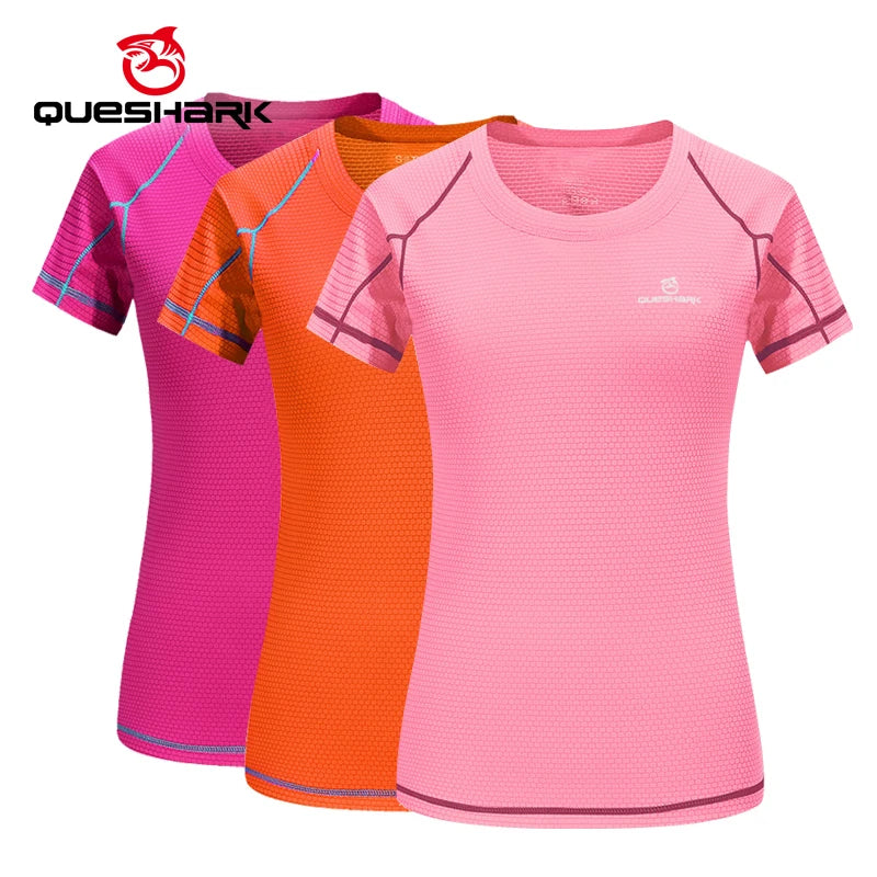 Queshark žene brzo suhi sport kratki rukavi za trčanje majice prozračne vitke vrhove joge majice majice fitness teretana majice za vježbanje