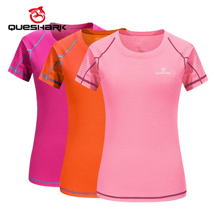Queshark žene brzo suhi sport kratki rukavi za trčanje majice prozračne vitke vrhove joge majice majice fitness teretana majice za vježbanje