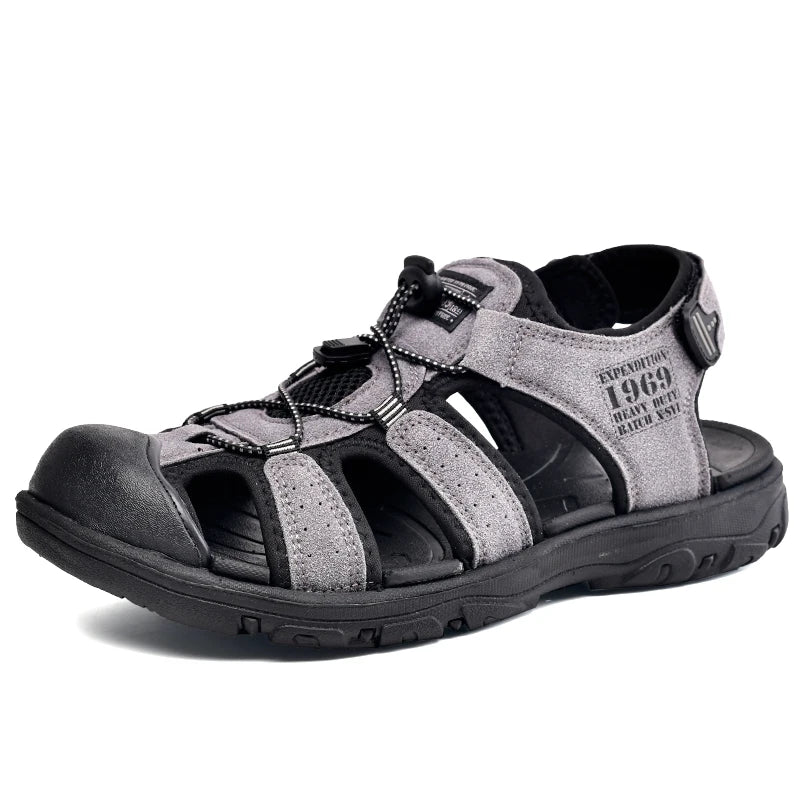 Casual Men Outdoor Sandals Summer Breathable Flat Sole Beach Shoes Comfort Soft Walking Hiking Sandals Athletic Male Shoes 2020