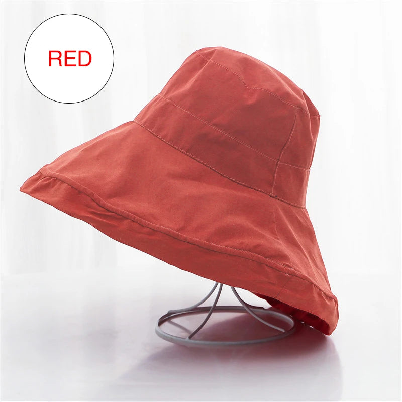 K22 Bucket Hat Fashion All-match Women's Panama Summer Hat Big Brim Sun Hat Double-Sided Fisherman Hat Sun Protection Sun Visor