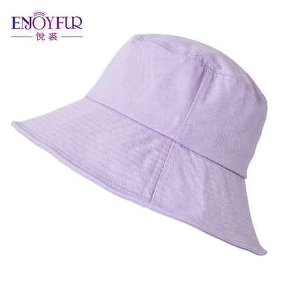 ENJOYFUR Summer Cotton Bucket Hat For Women Hip Hop Outdoor Caps Fishermen Sun hats