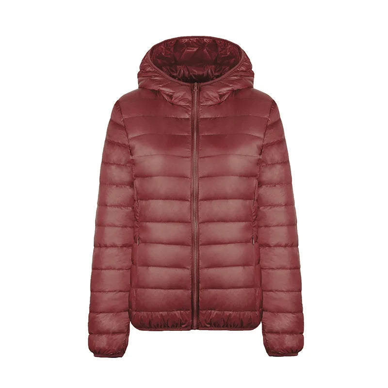 Hoody Duck Down -takki Naiset muoti puffer takki syksy vetoketju ultra kevyt lämmin takki naaras kannettava xxxl alas takki talvi