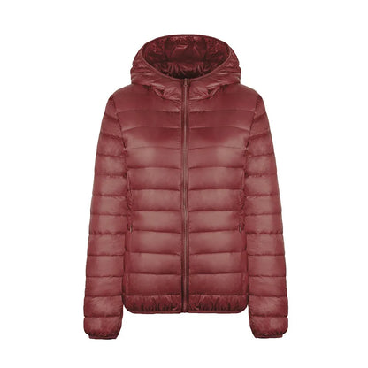 Hoody Duck Down -takki Naiset muoti puffer takki syksy vetoketju ultra kevyt lämmin takki naaras kannettava xxxl alas takki talvi