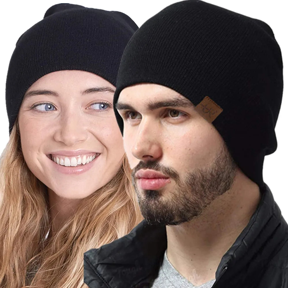 Unisex brýnni labal vetrarhúfur Solid litur prjónaðir hattar fyrir karla og konur Beanie Cap Outdoor Bæta við skinnfóðri hlýjar íþróttahúfur