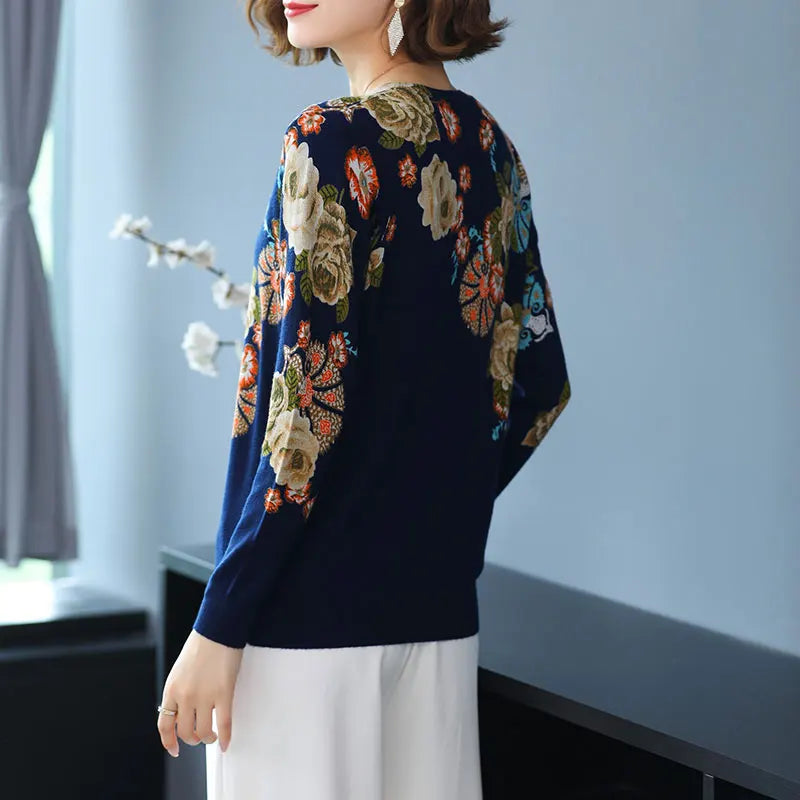 YISU 2021 New Fashion Casual Spring Autumn Women Sweater O-Neck Printing Long sleeve Tops  Female Jumper Loose Knitted pullover