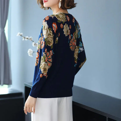 YISU 2021 New Fashion Casual Spring Autumn Women Sweater O-Neck Printing Long sleeve Tops  Female Jumper Loose Knitted pullover