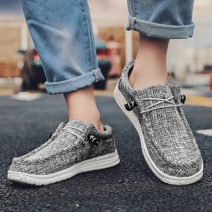 Stor størrelse udendørs mænds afslappet denim lærred sko vulkanisere sko mode luksus stil designer åndbare mænd sneakers loafers