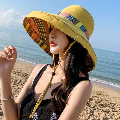 S02 Bucket Hat Summer Women's Sun Hat Version av den stora Brim Fisherman Hat Foldbar dubbelsidig Sun Protection Fashion Panama