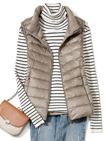 2023 New Ultra Light Down Vest Women Short Vest Windproof Lightweight Warm Waistcoat Female Sleeveless White Duck Down Coat