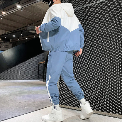 2025 Men Tracksuit Casual Joggers Hooded Sportswear Jackets And Pants 2 Piece Sets Hip Hop Running Sports Suit