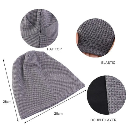 Double Fabric Cotton waffle pattern Autumn Early Winter Skullies & Beanies