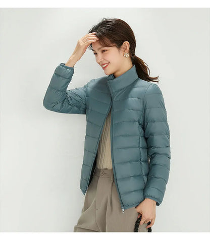 Woman High Quality Ultra Light 90% White Duck Down Jackets Women Long Sleeve Parkas Soft Fabric Short Tops Coat Windbreaker 4XL