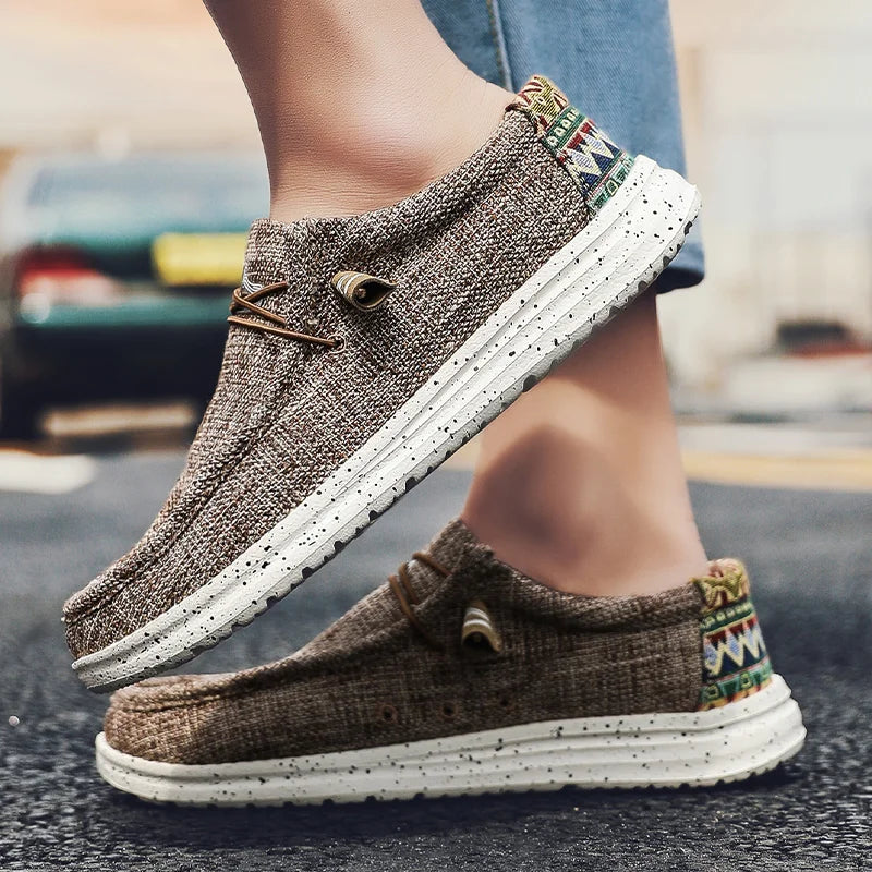 Stor størrelse udendørs mænds afslappet denim lærred sko vulkanisere sko mode luksus stil designer åndbare mænd sneakers loafers