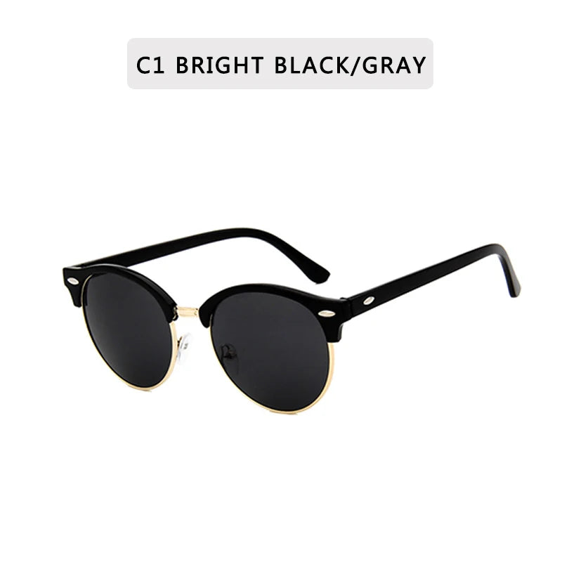 Retro Semi Rimless  Sunglasses Men Women Brand Designer Half Frame Sun Glasses Classic Vintage Oculos De Sol UV400