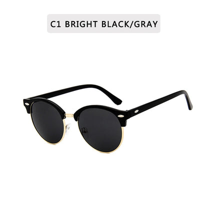 Retro Semi Rimless  Sunglasses Men Women Brand Designer Half Frame Sun Glasses Classic Vintage Oculos De Sol UV400
