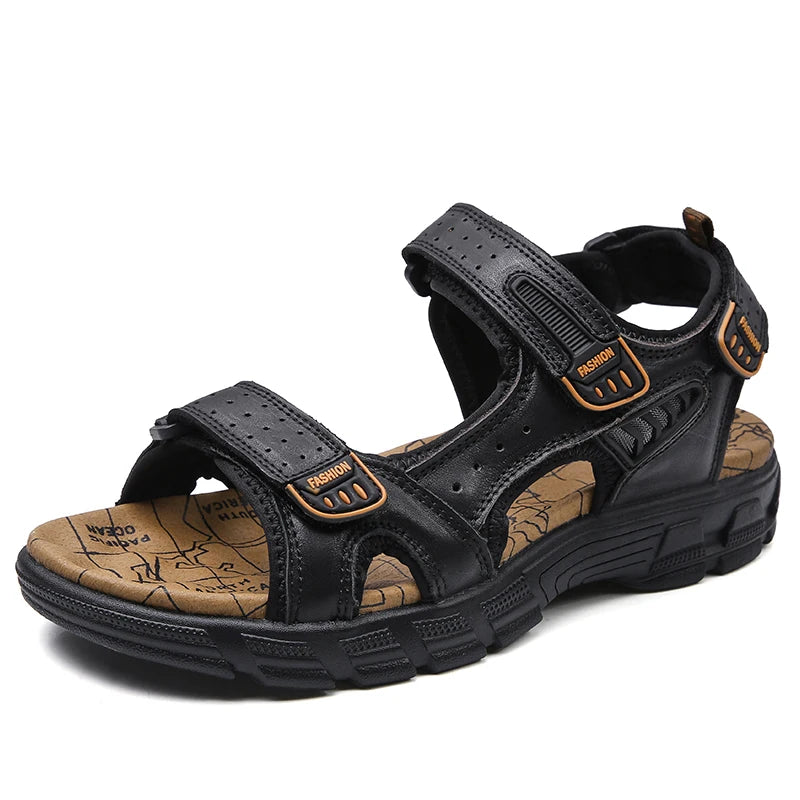 Merkevareklassiske herrer sandaler sommer ekte skinn sandaler menn utendørs casual lette sandal mote menn joggesko størrelse 38-46