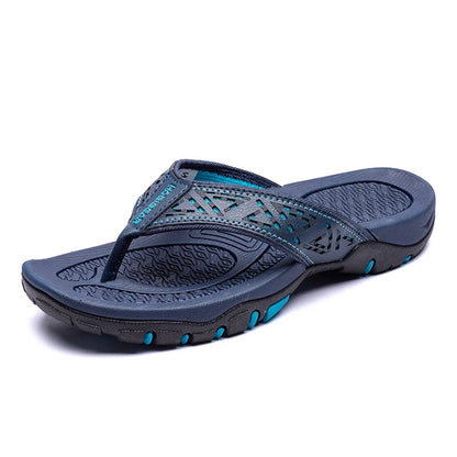 بالإضافة إلى الحجم الكبير 49 50 51 52 Flip Flips Slippers Pu Leather Beach Shoes TPR خارجيًا