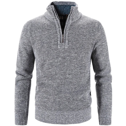 Automne Hiver épais tricot pull homme pulluvers Couleur solide zipper simule simule slim slim slim talit pulluvers hommes pull causal homme