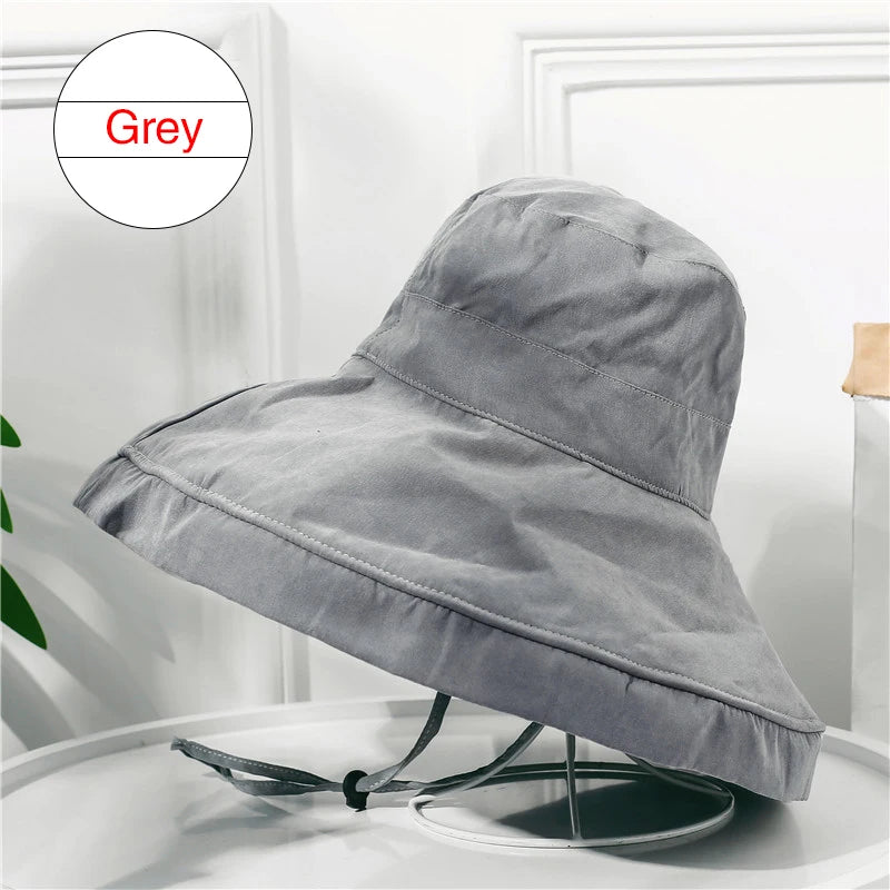 K22 Bucket Hat Fashion All-match Women's Panama Summer Hat Big Brim Sun Hat Double-Sided Fisherman Hat Sun Protection Sun Visor