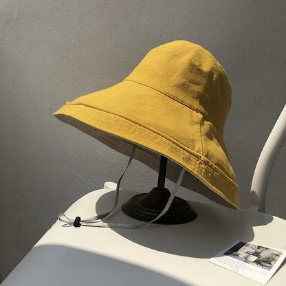 K22 Bucket Hat Fashion All-match Women's Panama Summer Hat Big Brim Sun Hat Double-Sided Fisherman Hat Sun Protection Sun Visor