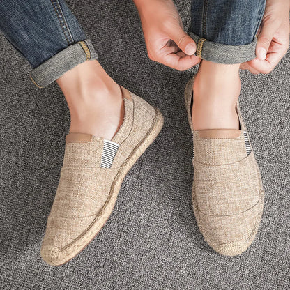 Wysokiej jakości buty męskie swobodny oddychający płócienne buty menu chińskie miękki poślizg na espadrilach dla mokasyna mężczyzn