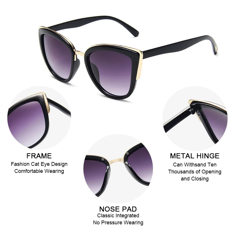 Classic Cateye Women Sunglasses Vintage Anti-glare Sun Glasses Female Fashion Leopard Driving Travelling Shades UV400