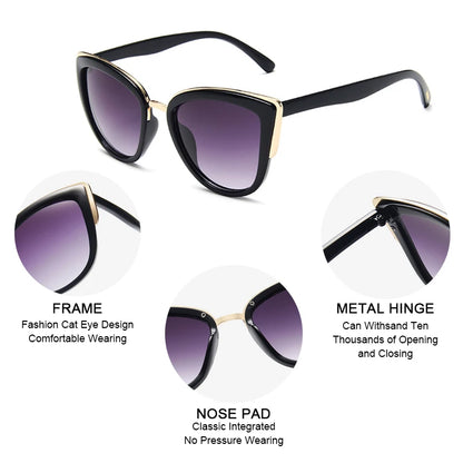 Classic Cateye Women Sunglasses Vintage Anti-glare Sun Glasses Female Fashion Leopard Driving Travelling Shades UV400