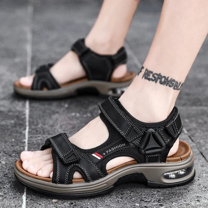 Brand Summer's Sandals oryginalne skórzane mężczyźni kapcie gladiator męskie sandały plażowe miękkie wygodne buty na zewnątrz Buty 38-46