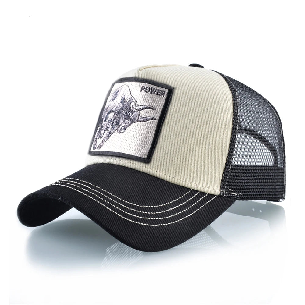 K Baseball Caps Men Snapback Hip Hop Trucker Cap With Embroidery Bull Patch Four Seasons Breathable Mesh Trucker Hat For Women