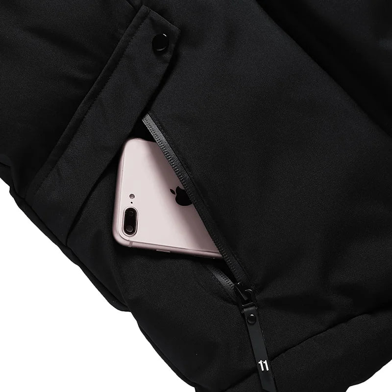 Mens Winter Hooded Jacket Cotton Padded Parka Coat Men's New Fashion Down Cotton Jacket Korean Style Casual Mens Overcoat