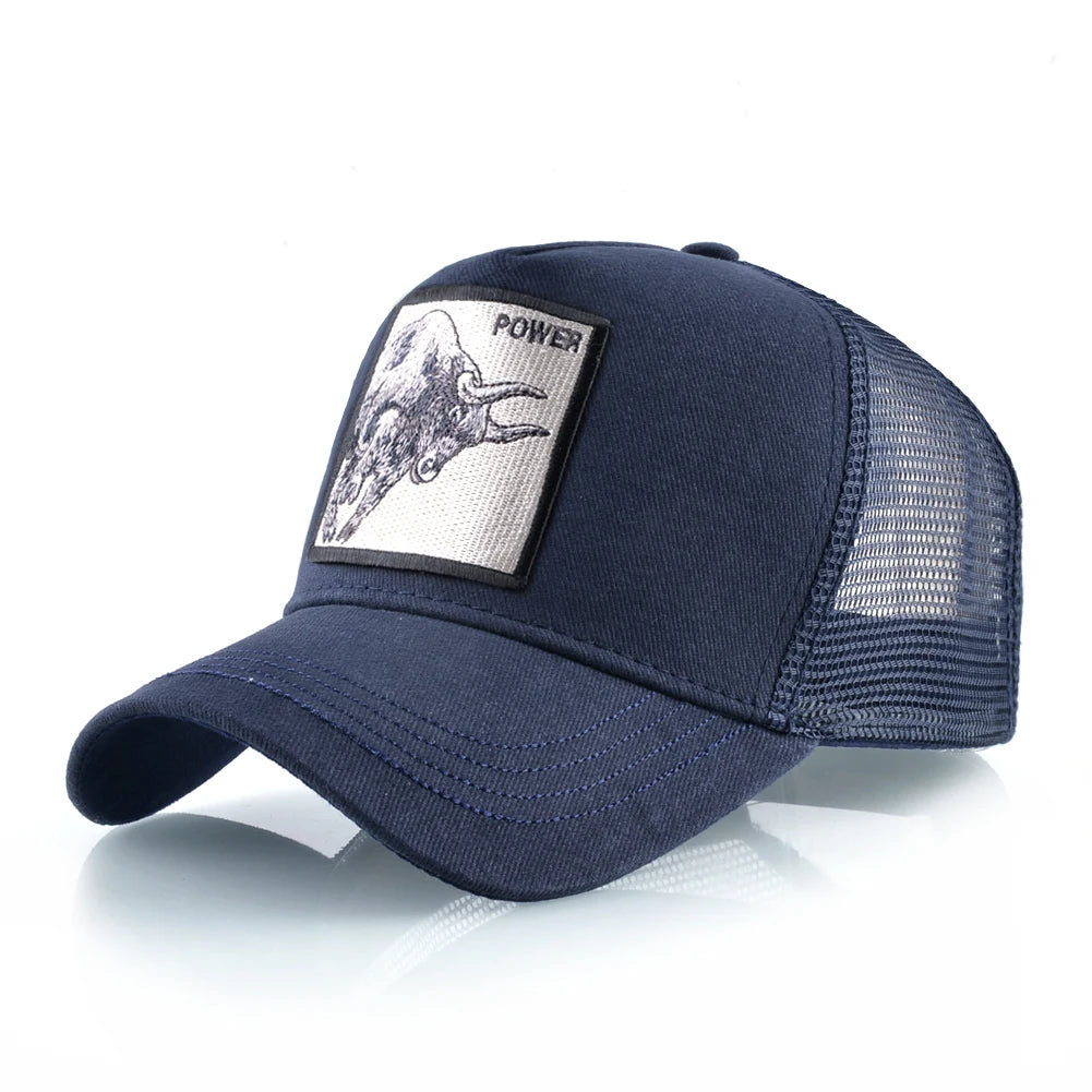 K Baseball Caps Men Snapback Hip Hop Trucker Cap With Embroidery Bull Patch Four Seasons Breathable Mesh Trucker Hat For Women
