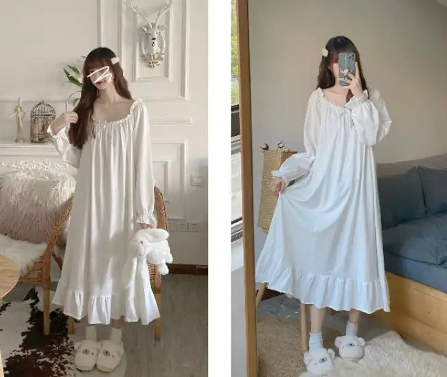 Rochie de noapte pentru femei de toamnă de primăvară, cu mânecă lungă, cu mânecă lungă acasă, purtați haine pentru cămăși de somn pentru cămăși de noapte