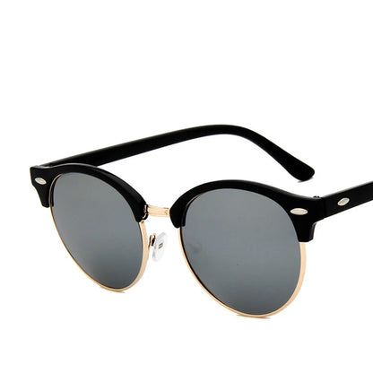 Retro Semi Rimless  Sunglasses Men Women Brand Designer Half Frame Sun Glasses Classic Vintage Oculos De Sol UV400