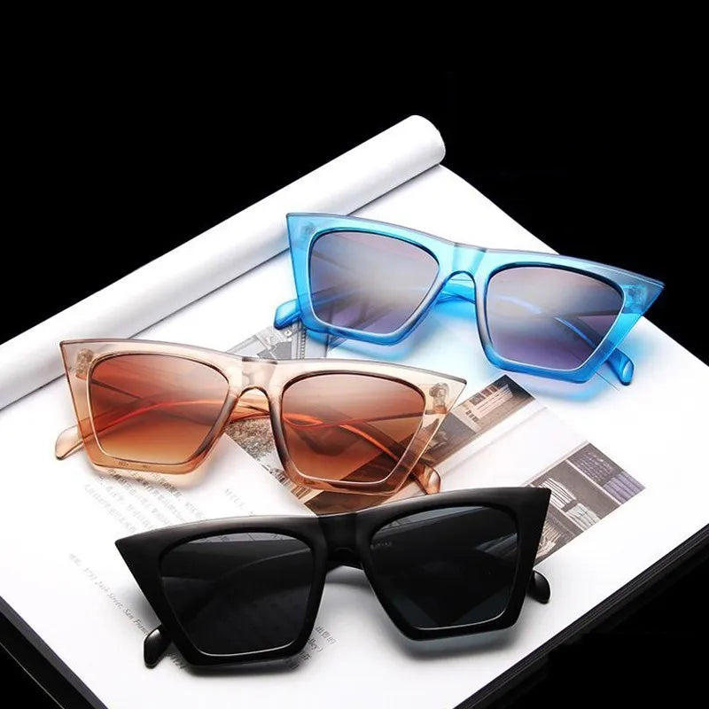 Female Vintage Sunglasses Woman Fashion Cat Eye Luxury Sun Glasses Classic Shopping Lady Black Oculos De Sol UV400