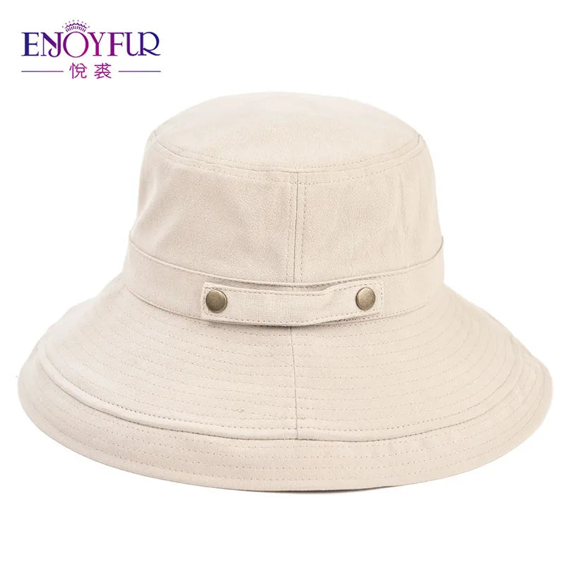 ENJOYFUR Summer Cotton Sun Hats For Women Wide Brim And Breathable Bucket Hats Youth Fashion Caps