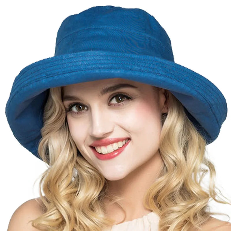 FS Summer Womens Cotton Wide Brim Sun Hats Foldable Casual Viseira Feminina Fashion Sun Visor Caps Bucket Hat Chapeu Feminino