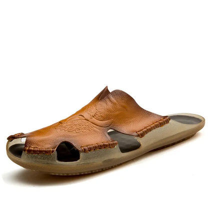 Mixidelai nova kakovostna usnja usnja nedrseči moški moški na plaži sandali udobni poletni čevlji moški copati klasika moški flip flops