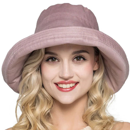 FS Summer Womens Cotton Wide Brim Sun Hats Foldable Casual Viseira Feminina Fashion Sun Visor Caps Bucket Hat Chapeu Feminino