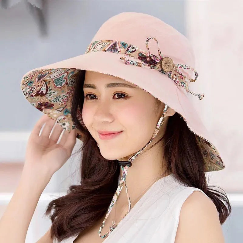 2018 New Brand Women Sun hat Summer Hat Folding Sunscreen Anti-uv big Summer Biking Beach Hat Fashion Sun hat