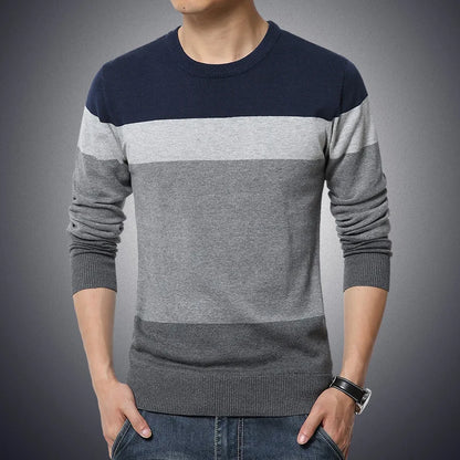 2025 őszi alkalmi férfi pulóver O-nyakú csíkos vékony fitneszkék férfi pulóverek pulóverek pulóver férfiak pull homme m-4xl