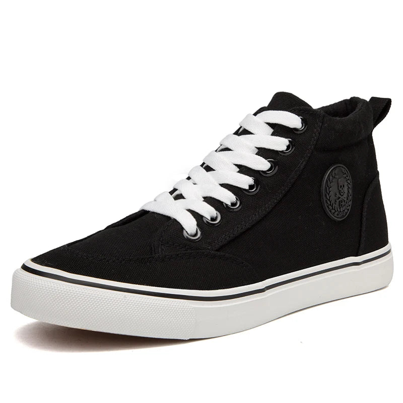 Sko menn Spring Autumn Lace-Up High Top Style Men Vulcanize Shoes Fashion Flats Youth Men Canvas Shoes Sneakers