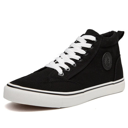 Sko menn Spring Autumn Lace-Up High Top Style Men Vulcanize Shoes Fashion Flats Youth Men Canvas Shoes Sneakers