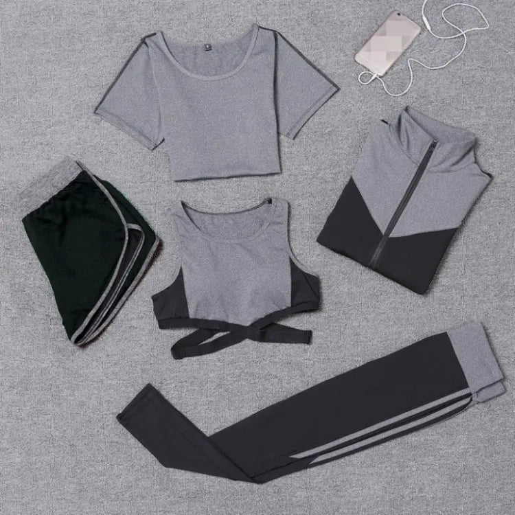 5pcs Training Womens Tracksuits Breathable Gym Wear Elastic Slim Quick Dry Compression Suit Outdoor Fitness Woman Sport Clothes