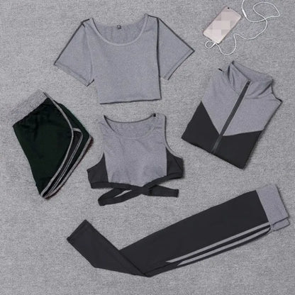 5pcs Training Womens Tracksuits Breathable Gym Wear Elastic Slim Quick Dry Compression Suit Outdoor Fitness Woman Sport Clothes