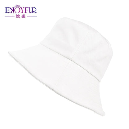ENJOYFUR Summer Cotton Bucket Hat For Women Hip Hop Outdoor Caps Fishermen Sun hats