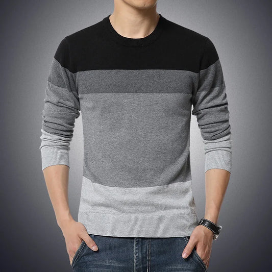2025 Automne Casual Men's's Pull O Neck Ordage Striped Slim Fit Knittwear Mens Pulls Pullouvers Pullover Men Tull Homme M-4xl