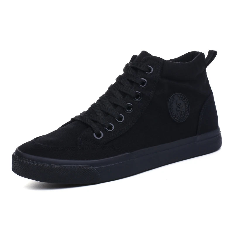 Sko menn Spring Autumn Lace-Up High Top Style Men Vulcanize Shoes Fashion Flats Youth Men Canvas Shoes Sneakers